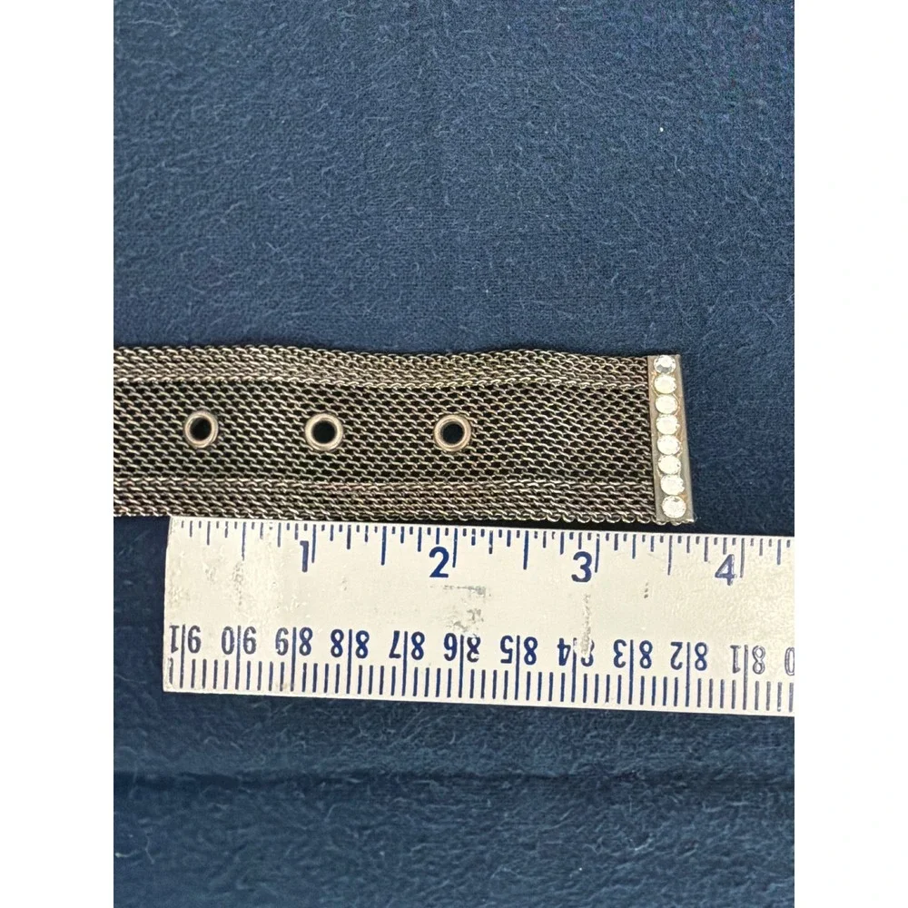 Vintage Gunmetal Mesh Belt Ornate Rhinestone Buckle Gothic Statement Accessory